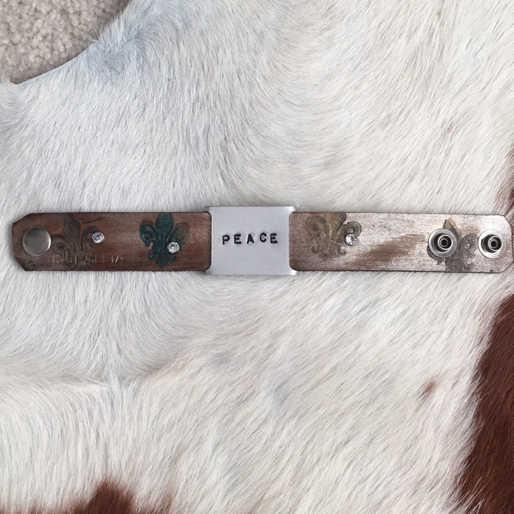 Kate Mesta PEACE leather cuff bracelet NEW!